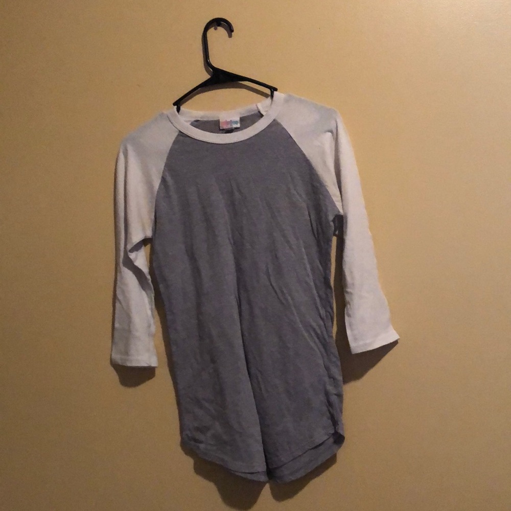 LulaRoe, grey long sleeve with white sleeves, womens XS
